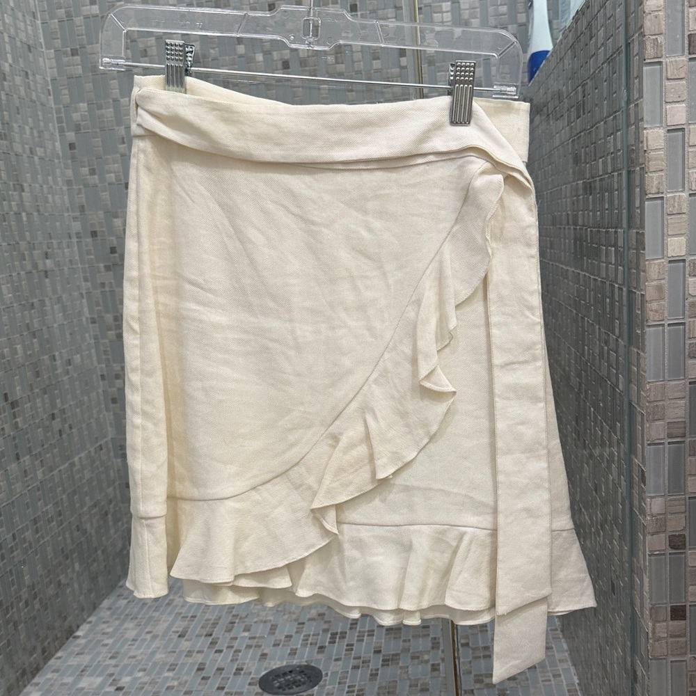 Club Monaco Linen Cream Warp Skirt - size 0